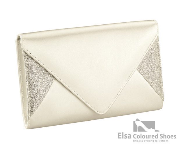 Clutch in Ivory mit Glitzereinsatz