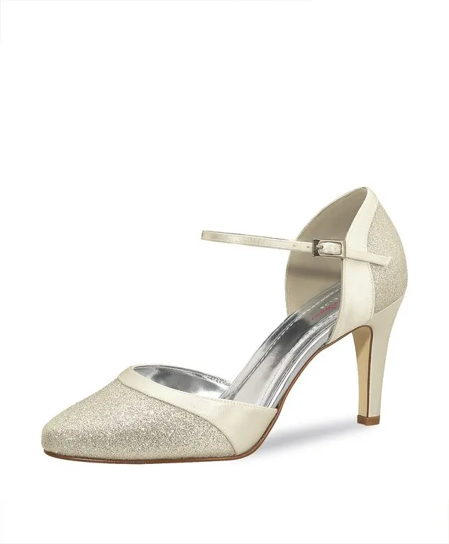 Brautschuh mit Riemchen und Glitzer
